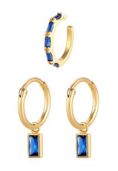 Elli PREMIUM Ladies Elegant Modern with Sapphires in 925 Sterling Silver Gold Plated Kolczyki 1 ct Damski. Szare kolczyki Elli PREMIUM, z szafirem, pozłacane. Za 378.99 zł.