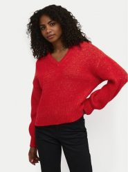Kaffe Sweter Trina 10508973 Czerwony Loose Fit. Czerwone swetry Kaffe, xl, bez wzorów, z syntetyku, bez ramiączek. Za 149.99 zł.