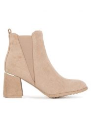 JENNY Botki WFA3048-1 Beżowy. Brązowe botki Jenny, bez wzorów, bez obcasa, na słupku, bez zapięcia. Za 119.99 zł.