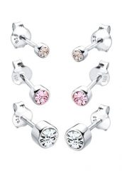 Elli Damskie kolczyki sztyfty Basic zestaw 3 częściowy z kryształami szklanymi z pozłacanego srebra próby 925 sterling silver Zestawy 1 ct. Szare kolczyki Elli, pozłacane. Za 333.99 zł.