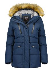 Geographical Norway Kurtka zimowa "Crown" w kolorze niebieskim rozmiar: M. Niebieskie kurtki Geographical Norway, na zimę, m, bez wzorów, z puchu, bez kaptura. Za 264.77 zł.