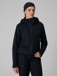 4F Kurtka softshell wiatroodporna membrana 8000 damska - czarna S. Czarne kurtki 4f, s, bez wzorów, z softshellu, klasyczne, bez kaptura. Za 499.99 zł.