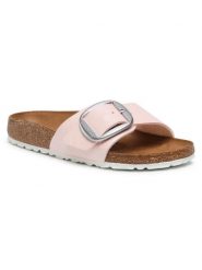 Birkenstock Klapki Madrid Big Buckle 1018773 Różowy. Czerwone klapki Birkenstock, bez wzorów, ze skóry, bez obcasa, bez zapięcia. Za 499.99 zł.