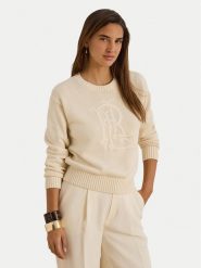 LAUREN RALPH LAUREN Sweter 200979653001 Kremowy Regular Fit. Białe swetry Lauren Ralph Lauren, xxl, bez wzorów, z bawełny, bez ramiączek. Za 1,199.00 zł.