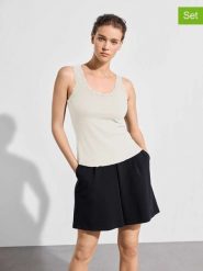 Les Lunes Topy (2 szt.) "Maala" w kolorze beżowym rozmiar: M. Brązowe topy Les Lunes, m, bez wzorów, z koronki, klasyczne, bez kołnierzyka, bez ramiączek. Za 65.99 zł.