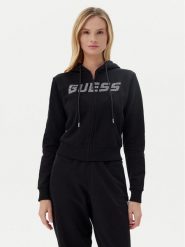 Guess Bluza V5GQ10 KCRP0 Czarny Regular Fit. Czarne bluzy Guess, s, z aplikacjami, z bawełny, bez kaptura. Za 219.99 zł.