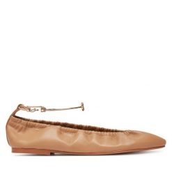 Baleriny TWINSET. Brązowe baleriny Twinset, bez wzorów, bez obcasa, bez zapięcia. Za 399.99 zł.