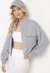 Szara Rozpinana Bluza na Suwak z Kieszeniami Pradle. Szare bluzy Born2be, na wiosnę, l, bez wzorów, bez kaptura. W wyprzedaży za 63.74 zł.