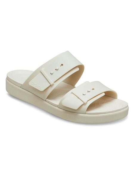 Crocs Klapki w kolorze kremowym rozmiar: 39/40. Brązowe klapki Crocs, bez wzorów, klasyczne, z otwartym noskiem, bez obcasa, bez zapięcia. Za 171.28 zł.