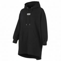 Diesel D-Ilse Small Logo czarna sukienka-bluza z kapturem rozmiar S. Czarne bluzy Diesel, s, bez wzorów, z bawełny, bez ramiączek, z kapturem. Za 391.99 zł.