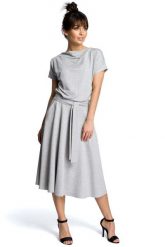 Szara Midi Sukienka z Szerokim Dołem. Szare sukienki MOE, l, bez wzorów, z bawełny, bez kołnierzyka, bez ramiączek, midi. Za 263.90 zł.