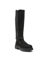 Jenny Fairy Kozaki WS5579-24 Czarny. Czarne kozaki Jenny Fairy, bez wzorów, z materiału, bez obcasa, na płaskiej podeszwie, bez zapięcia. Za 199.99 zł.