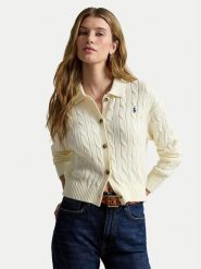 Polo Ralph Lauren Kardigan 211B30509001 Beżowy jasny Straight Fit. Brązowe swetry Polo Ralph Lauren, xs, bez wzorów, z bawełny, bez ramiączek. Za 1,199.00 zł.
