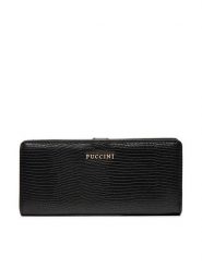 Puccini Duży Portfel Damski BLP837B Czarny. Czarne portfele Puccini, bez wzorów, ze skóry. Za 89.99 zł.