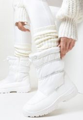 Białe Śniegowce Pikowane Lynnhurst. Białe śniegowce Born2be, bez wzorów, z dzianiny, bez zapięcia. Za 99.99 zł.