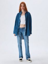 LTB Koszula dżinsowa "Rissey" w kolorze niebieskim rozmiar: XS. Niebieskie koszule LTB, xs, bez wzorów, z bawełny, bez kołnierzyka, bez ramiączek. Za 77.95 zł.