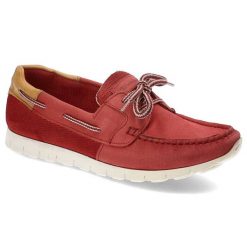 Czerwone Mokasyny Tamaris Wygodne Buty Damskie. Czerwone mokasyny Tamaris, bez wzorów, z nubiku. Za 229.00 zł.