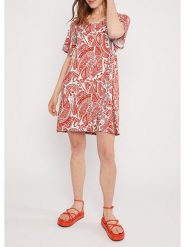 Blutsgeschwister Sukienka "Fly Little Bird" w kolorze czerwono-białym rozmiar: M. Białe sukienki Blutsgeschwister, na imprezę, m, bez wzorów, z wiskozy, klasyczne, bez kołnierzyka, bez ramiączek, mini. Za 131.43 zł.