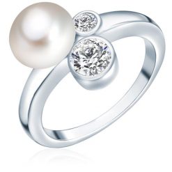 Valero Pearls Pierścionek z perłą srebro wysokiej próby Cyrkonia Perła hodowlana słodkowodna srebrny Pierścionki 1 ct Damski. Szare pierścionki Valero Pearls, z cyrkonią, srebrne. Za 359.99 zł.