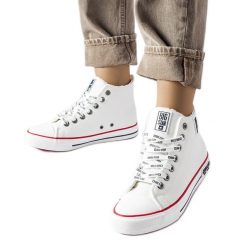 Białe ocieplane trampki Big Star KK274597. Białe trampki bez wzorów, z gumy, eleganckie, bez zapięcia. Za 227.03 zł.