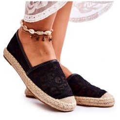 S.Barski Klasyczne Damskie Espadryle Ażurowe Czarne Catris. Czarne espadryle z aplikacjami, klasyczne, z okrągłym noskiem, bez obcasa. Za 125.58 zł.