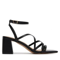 Sandały Aldo. Czarne sandały Aldo, bez wzorów, bez obcasa, na słupku, bez zapięcia. Za 359.99 zł.