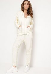 Jasnobeżowy 2-częściowy Komplet Dresowy Bluza z Kapturem Spodnie z Gumką w Pasie Regulowane Tellfana. Brązowe bluzy Born2be, m, bez wzorów, z dresówki, eleganckie, bez ramiączek, z kapturem. Za 109.99 zł.