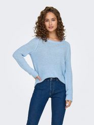 ONLY Sweter w kolorze błękitnym rozmiar: L. Niebieskie swetry ONLY, l, bez wzorów, ze splotem, bez ramiączek. Za 88.64 zł.