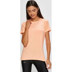 Under Armour - Top. Brązowe t-shirty Under Armour, bez wzorów, z dzianiny, casualowe, bez kołnierzyka, bez ramiączek. W wyprzedaży za 99.90 zł.