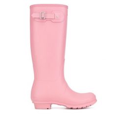 Kalosze Hunter. Czerwone kalosze Hunter, bez wzorów, bez zapięcia. Za 429.99 zł.