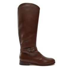 Oficerki LAUREN RALPH LAUREN. Brązowe kozaki Lauren Ralph Lauren, bez wzorów, bez obcasa, na płaskiej podeszwie, bez zapięcia. Za 1,299.00 zł.