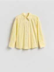 Koszula z koronką - jasnożółty. Żółte koszule Reserved, l, bez wzorów, z bawełny, bez kołnierzyka, bez ramiączek. Za 159.99 zł.