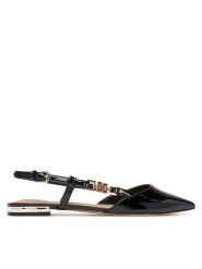 Guess Sandały FLTFR2 PAF05 Czarny. Czarne sandały Guess, z aplikacjami, ze skóry, bez obcasa, na płaskiej podeszwie, bez zapięcia. Za 449.99 zł.