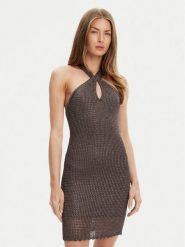 Guess Sukienka dzianinowa W5YK34 Z24F0 Szary Slim Fit. Szare sukienki Guess, xxl, z aplikacjami, z dzianiny, bez kołnierzyka, bez ramiączek. Za 429.99 zł.