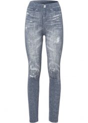 Legginsy bezszwowe z miękką spodnią stroną. Niebieskie legginsy bonprix, bez wzorów. Za 49.99 zł.