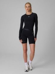 4F Legginsy kolarki treningowe szybkoschnące damskie - czarne S. Czarne legginsy 4f, bez wzorów, z materiału. Za 129.99 zł.