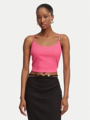 Guess Top E6GP01 KG322 Różowy Slim Fit. Czerwone topy Guess, xs, z aplikacjami, z syntetyku, bez kołnierzyka, bez ramiączek. Za 174.99 zł.