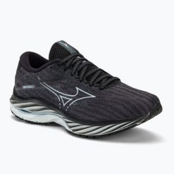 Buty do biegania damskie Mizuno Wave Rider 27 Width. Czarne buty do biegania Mizuno, bez wzorów, z gumy, bez zapięcia, do biegania, mizuno wave. Za 419.99 zł.