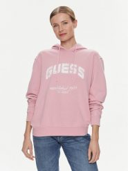 Guess Bluza V2YQ02 FL04D Różowy Regular Fit. Czerwone bluzy Guess, s, z aplikacjami, z bawełny, bez kaptura. Za 209.99 zł.