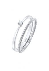Elli DIAMONDS Damski zestaw soliter 2 częściowy skręcony z diamentem (0.03 ct.) w srebrze 925 Sterling Silver Pierścionki 1 ct. Szare pierścionki Elli DIAMONDS, z brylantem, srebrne. Za 568.99 zł.