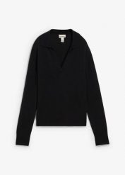 Sweter z miękkiej mieszanki kaszmiru zgodnego ze standardem Good Cashmere Standard®. Czarne swetry bonprix, na jesień, bez wzorów, z kaszmiru, eleganckie, bez ramiączek. Za 379.99 zł.