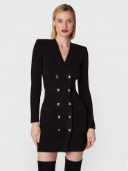 Elisabetta Franchi Sukienka dzianinowa AM-39S-26E2-V500 Czarny Slim Fit. Czarne sukienki Elisabetta Franchi, s, bez wzorów, z dzianiny, bez kołnierzyka, bez ramiączek. Za 1,039.00 zł.