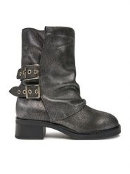 Steve Madden Botki Bonfire SM11003415 Srebrny. Szare botki Steve Madden, bez wzorów, ze skóry, bez obcasa, na płaskiej podeszwie, bez zapięcia. Za 619.99 zł.