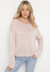 Różowy Cienki Ażurowy Sweter Wiskozowy Sanivea. Czerwone swetry Born2be, m, w ażurowe wzory, z jeansu, bez ramiączek. Za 139.99 zł.