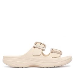 Klapki Crocs. Brązowe klapki Crocs, bez wzorów, bez obcasa, bez zapięcia. Za 169.99 zł.