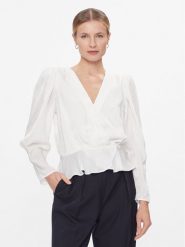 DKNY Bluzka P34ANQ01 Biały Regular Fit. Białe bluzki DKNY, xs, bez wzorów, z syntetyku, bez kołnierzyka, bez ramiączek. Za 309.99 zł.