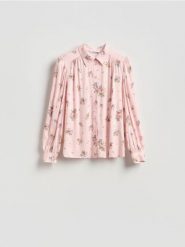 Wzorzysta koszula z wiskozy - pastelowy róż. Czerwone koszule Reserved, l, bez wzorów, z wiskozy, bez kołnierzyka, bez ramiączek. Za 139.99 zł.