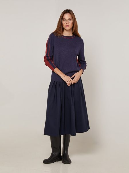 Rodier Sweter w kolorze granatowo-bordowym rozmiar: S. Czerwone swetry Rodier, s, bez wzorów, klasyczne, bez ramiączek. Za 235.50 zł.