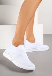 Białe Siateczkowe Buty Sportowe Sneakersy o Wsuwanym Fasonie Niltewi. Białe buty sportowe lifestyle Renee, bez wzorów, z jeansu, bez zapięcia. W wyprzedaży za 55.99 zł.