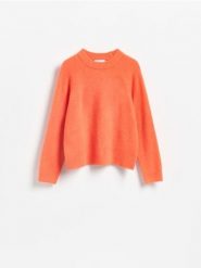 Sweter z domieszką wełny - pomarańczowy. Brązowe swetry Reserved, l, bez wzorów, z dzianiny, bez ramiączek. Za 109.99 zł.